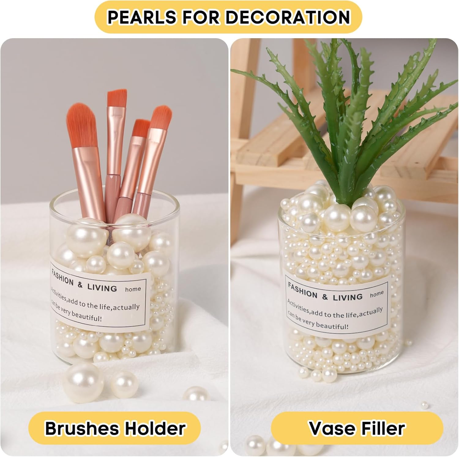 1300PCS Pearls for Vase Filler,Ivory Pearl Beads with No Hole,Vase Filler Fake Pearls, Artificial Plastic Pearl Beads for Table Scatters, Wedding Party,Decoration