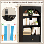 Cyclysio 80" Kitchen Pantry with 6 Drawers, Extra Tall Arch Storage Cupboard with 6-Tier Open Shelves, Freestanding Wood Shelf with Baseboard Cutout for Dining Living Room Bathroom Furniture