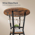 HOOBRO Round Bar Table, 2-Tier Counter Height Pub Table with Wine Glass Holder, Industrial Cocktail Table, for Small Space, Tavern, Living Room, Dining Room, Patio, Rustic Brown and Black BF62BT01G1
