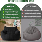 FanYi Bean Bag Chair for Adults with Armrests and Ottoman Comfy Beanbag Lounge Lazy Floor Sofa Accent Chair for Living Room, Bedroom & Dorm, Cozy Fluffy Single Cloud Mini Couch, Black