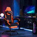 Gaming Chair with Footrest, High Back Gaming Chairs PVC Leather Ergonomic Gamer Chair with Adjustable Headrest Lumbar Support Racing Style Video Gaming Chair for Office/Home (Sky Orange)