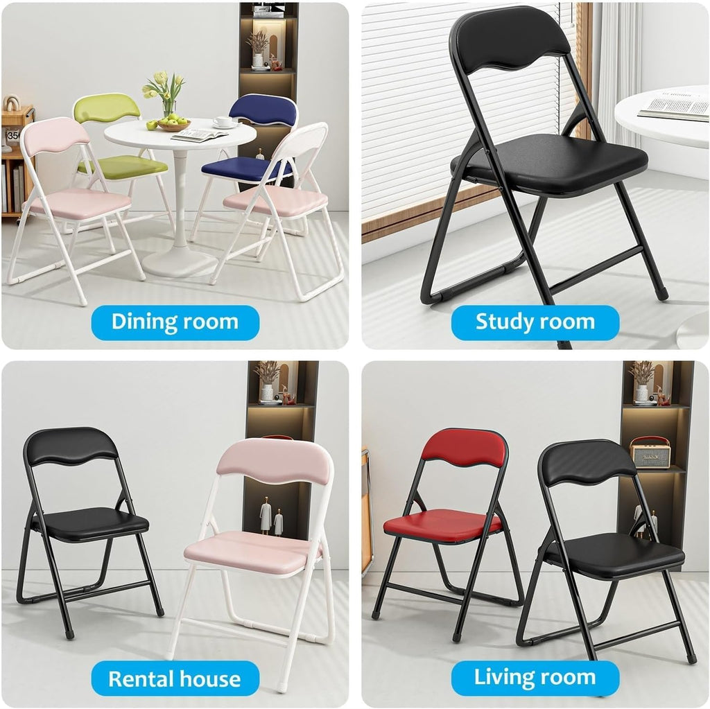 Folding Chair with Padded Cushion and Back, Foldable Office with Comfortable Cushion for Home and Office,(Blue)