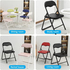 Folding Chair with Padded Cushion and Back, Foldable Office with Comfortable Cushion for Home and Office,(Blue)