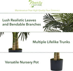 Nearly Natural 4ft Golden Cane Palm, Double Stalk Artificial Tree With Lush Realistic Foliage Maintenance Free Indoor Faux Palm Plant For Living Room, Easy Setup, Perfect Tropical Decoration