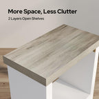 End Tables Set of 2 for Living Room, Narrow Side Tables with Storage Shelves, Square End Table for Bedroom, Slim Nightstand, Skinny Rectangle Accent Table, Farmhouse Bedside Table, White + Gray
