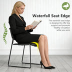 Stacking Chairs Set of 4, Plastic Waiting Room Chair with Sled Base, Stackable Office Guest Reception Chairs No Wheels for Break Rooms and Conference Rooms Black