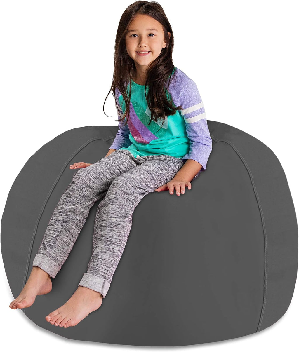 Posh Stuffable Kids Stuffed Animal Storage Bean Bag Chair Cover - Childrens Toy Organizer, X-Large 48" - Heather Gray