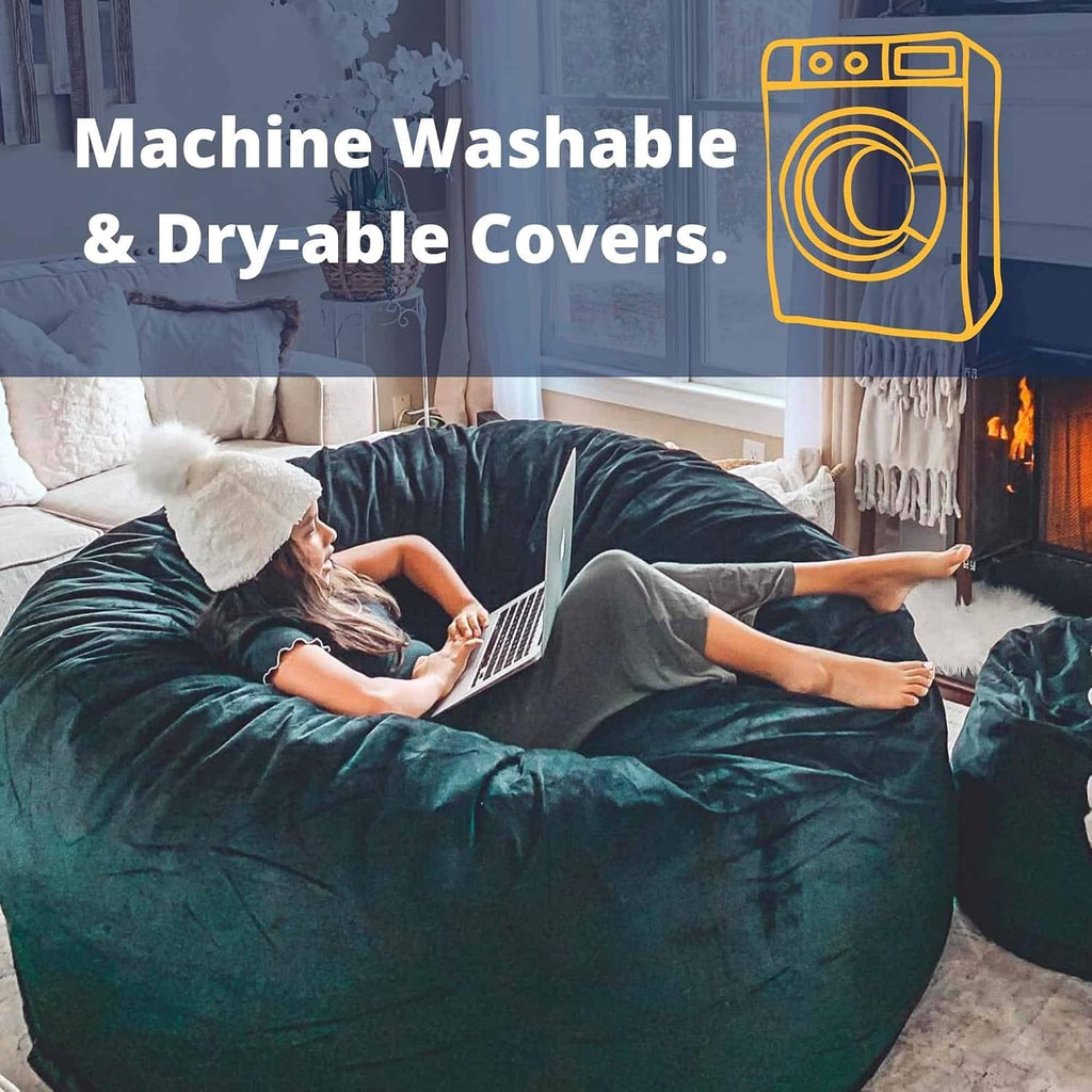 ULTIMATE SACK | 2 Ft Pouf Ottoman | Cloud Fur | Foam Filled - Removable Washable Cover