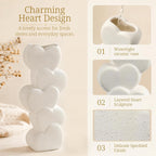 White Ceramic Flower Vases Table Decor Heart Shaped Vase Centerpiece | Nordic Heart Shaped Vases Minimalist Decorative Vase for Table Centerpiece Wedding Dining Living Room Office House Decoration