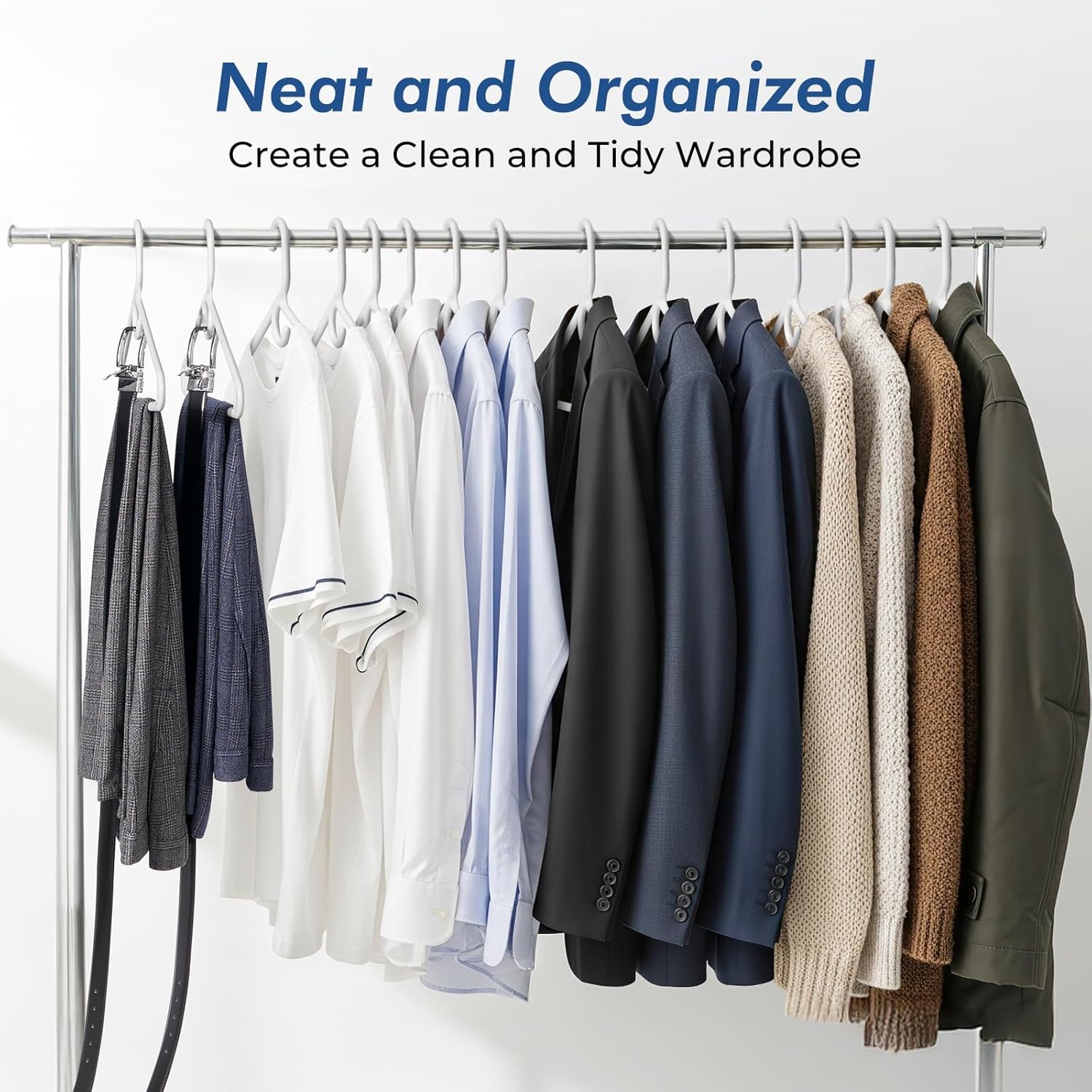 HOUSE DAY Heavy Duty Plastic Hangers 76 Pack - Ultra Thick White Clothes Hangers - Sturdy Hanger for Coat, Jackets, Jeans & Suit Hanger for Closet - Dorm Apartment Essentials