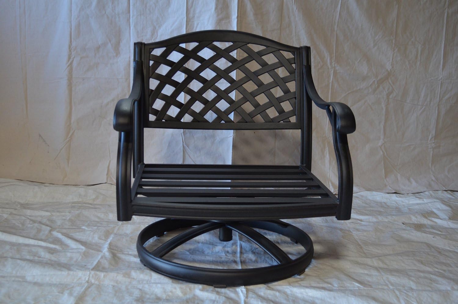 Nassau Cast Aluminum Powder Coated 4 Swivel Rocker Club Chairs with Walnut Seat Cushions - Antique Bronze
