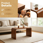 C Shaped End Table, Wooden Sofa Side Table for Couch, Small Nightstand for Living Room Bedroom Narrow Spaces Office