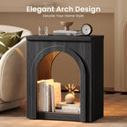 Sikaic Arched End Table Set of 2 with LED Lights, Modern NightStand with Arch Open Shelf, Sofa Side Table for Bedroom, Easy Assembly, Black