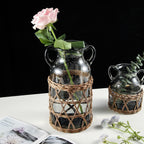 KIANG Vase - Perfect Home Decor and Thoughtful Gift for Grandparents（Dark Forest Rattan Series-Large Gray Vase
