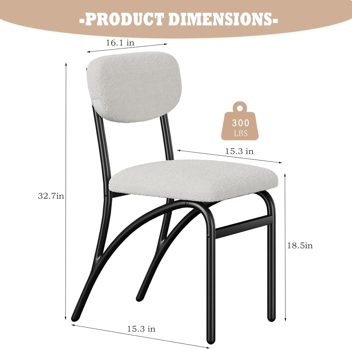 GarveeHome Beige Dining Chairs Set of 4, Boucle Upholstered Kitchen Chair, Modern Dining Chairs with Metal Legs for Living Room, Dining Room, Kitchen,4 Lambswool Fabric Beige Chairs