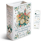 H&H Alice's Adventures in Wonderland Book Vase for Flowers + Bookmark - Lewis Carroll - Large Ceramic Book Planter Pot - Alice in Wonderland Bookish Decor - Bookish Gifts - Bookshelf Vase for Flowers