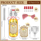 10 Pack Swing Top Glass Vanilla Extract Bottles 8 oz with Lids, Vanilla Extract Labels and Funnel, Glass Boston Bottles for Syrup Gift, Flip Top Jars