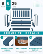 SERWALL Outdoor HDPE Glider Bench, All Weather Swinging Bench for Outdoor Porch Garden, 660LBS Capacity, Deep Navy