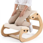 VEVOR Ergonomic Kneeling Chair, Wooden Posture Knee Chair with Adjustable Thick Foam Cushions & Solid Wood Frame, Adjustable Height, Relief for Neck or Back Pain for Home, Office or Meditation, Beige