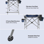Extra Tall Folding Chairs with Canopy Shade for Adults, Portable Height Foldable Director Chairs with Umbrella for Concerts Sports Events Camping Outside with High Back, Blue 2 Pack