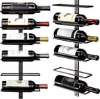 B4Life Wine Rack and Holder Wall Mounted 12 Bottles, Metal Hanging Mount Racks for Wall, Liquor, Champagne for Bottles Storage Home Bar, Cellar and Kitchen, Dining Room (Black, 12 Bottle)