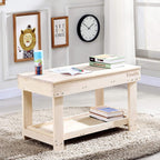 YouHi Kids Activity Table with Board and Storage for Bricks Activity Play Table (Wood Color)