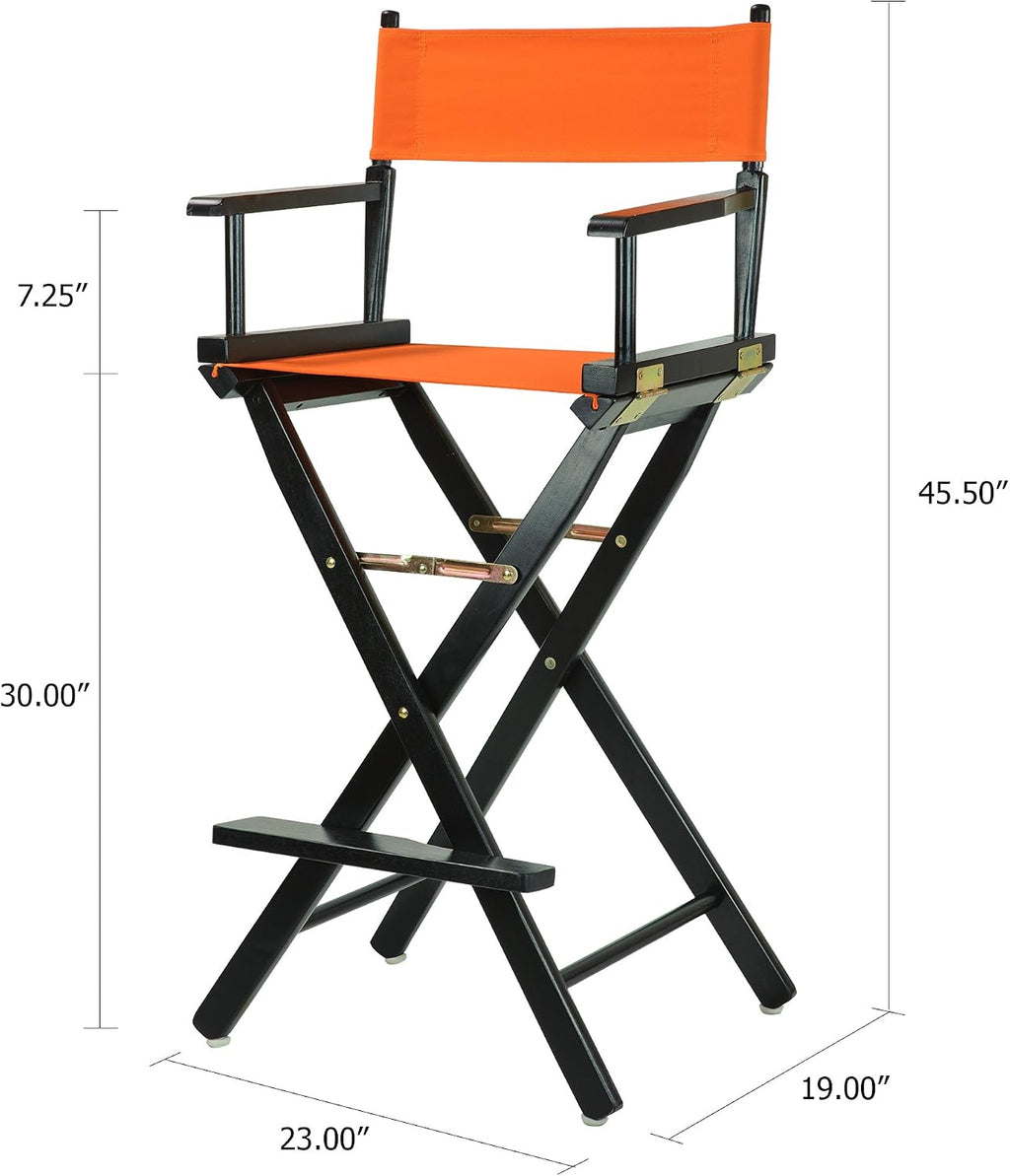 Casual Home 30" Director's Chair Black Frame-with Tangerine Canvas, Bar Height
