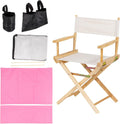PATIKIL Director Chair Accessories Set, 5in1 Set Makeup Chair Canvas Replacement Kit and Portable Side Storage Bags, Hanging Mesh Bag, Pink
