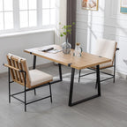 HEAH-YO Modern Dining Chairs Set of 2, Upholstered PU Leather Dining Room Chairs with Backrests, Armless Side Chair for Kitchen, Beige