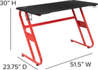 Flash Furniture Red Gaming Desk and Red/Black Footrest Reclining Gaming Chair Set with Cup Holder and Headphone Hook