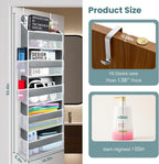 Easy Assembly Over The Door Organizer, 6 Shelves& 10 Side Pockets, Heavy-Duty Reinforced Mesh Rack Holds 44lb, Hanging Behind Door Storage for Bathroom Pantry, Nursery, Closet, Shoes, Towels-Grey