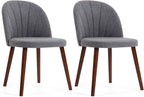 Fabric Dining Chairs Set of 4, Upholstered Mid Century Modern Dining Chairs, Armless Accent Chair with Walnut Wood Legs for Kitchen, Living Room, Dining Room, Grey
