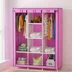 Portable Canvas Wardrobe with Hanging Rail and Shelves - Fabric Wardrobe for Bedroom, Portable Wardrobe Shelves - Organize Your Clothes Easily