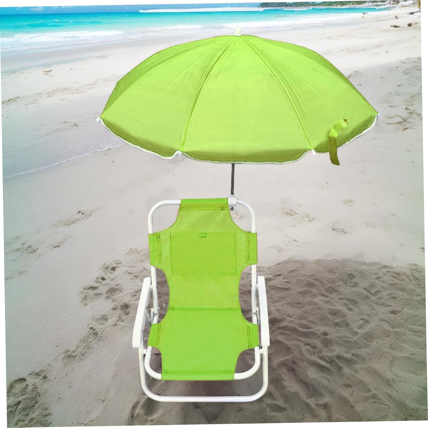 Kids Beach Chair with Umbrella Foldable & Detachable Beach Chair with Canopy, Lightweight and Sturdy Outdoor Seat for Camping, Travel, Lawn, Green, Chairs