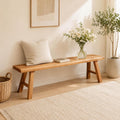 Farmhouse Solid Wooden Narrow Bench Natural Rustic Kitchen Dining Table Skinny Entryway Shoe Benches 47.2/62.9/70.8/78.8 In End of Bed Bench Dining Bench Shoe Bench For Hallway(59x10.2x17.7in)