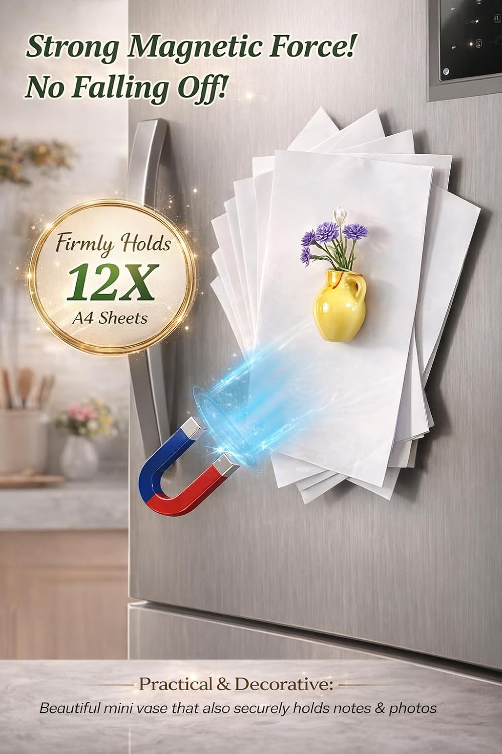 Hand-Blown Mini Vase Magnets for Fridge, Set of 10 Artisan Glass & Ceramic Bud Vases, Each One Unique, Tiny Garden Decor Gift for Mom, Teachers & Coworkers