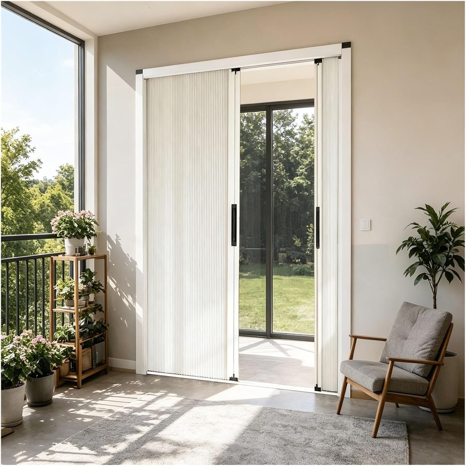 Accordion Sliding Door for Balcony Patio Bedroom Closet Kitchen Pantry, No Drill Space Saving Interior Divider Doorway, Aluminum Frame Room Bi-Fold Doors(170x200cm(67"x79"))