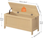HOOBRO 39.4'' Storage Bench, Large Toy Box, Storage Chest with Faux Rattan Decoration, Toy Storage Organizer, Safety Hinge and Sturdy Support, for Living Room, Bedroom, Natural NL101CW01