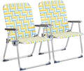 VINGLI Aluminum Oversize Patio Lawn Chairs Folding Set of 2 with Detachable Cup Holder, Webbed Beach Chair Folding Chair Outdoor Portable Camping Chair for Yard, Garden