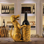 Retro Gold Wine Holder Metal Dog Shaped Wine Rack for Home Dinning Tabletop Decoration Gifts