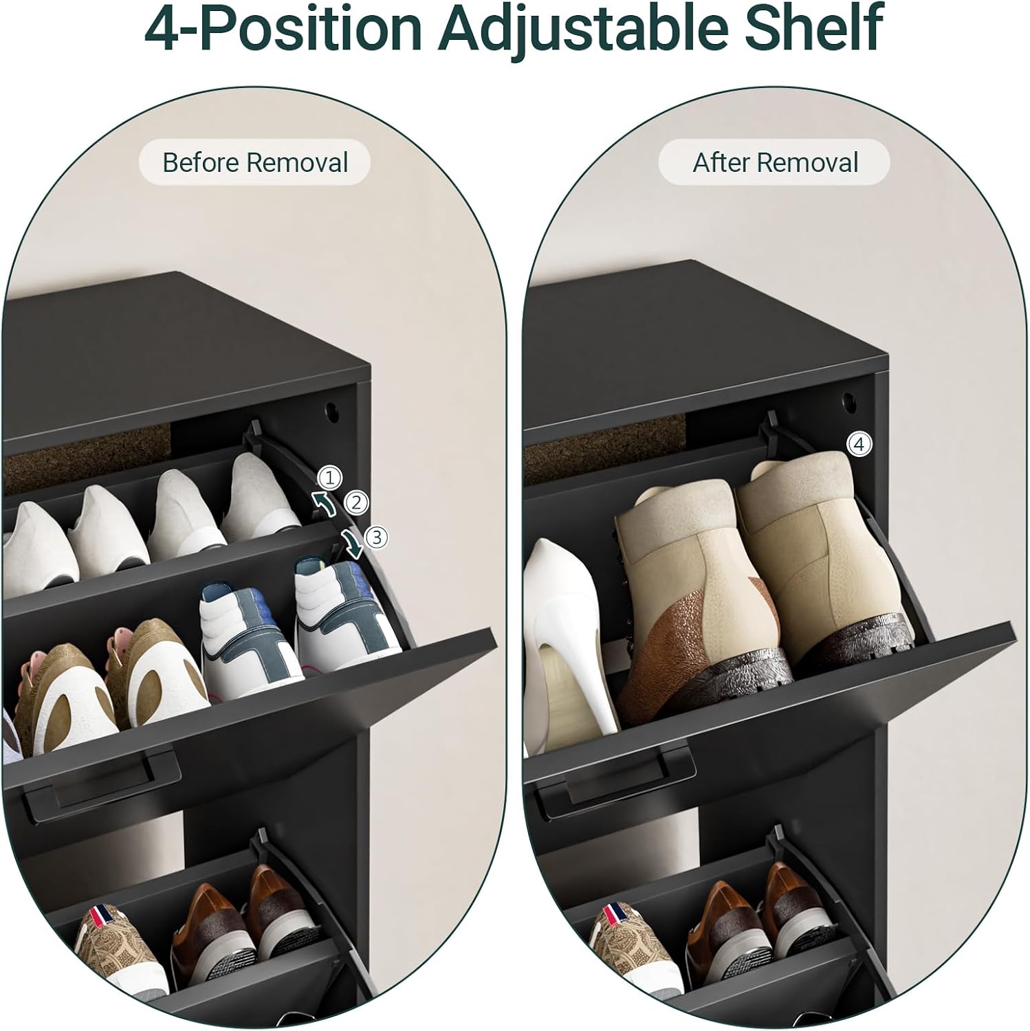 Shoe Cabinet with 3 Flip Drawers, Narrow Freestanding Shoe Organizer, Hidden Slim Shoe Storage Cabinet for Entryway, Hallway, Living Room, Black