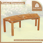 Tangkula Outdoor Curved Bench, Acacia Wood Fire Pit Bench w/Slatted Seat, Patio Backless 2-Person Seating for Porch, Yard, Garden, 800 LBS Max Load, Oil Painted (1, 45")