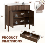 Fluted Buffet Cabinet with Storage - Modern Sideboard Accent Credenza with Doors & Drawer Wood Console Coffee Table Bar Counter for Living Room Kitchen Dining Room Entryway, Easy Assembly 31" Walnut