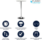 Flash Furniture Chad 23.5'' Round Glass Cocktail Table with Adjustable Height Frame, Bar Height Table for Commercial or Residential Use, Clear/Chrome
