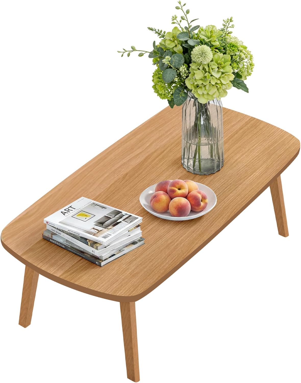 Takywep Wooden Folding Coffee Table for Small Spaces, Foldable Laptop Desk for Floor Sitting, Low Study Table for Bedroom Office Apartment Dorm, Space-Saving Collapsible Furniture