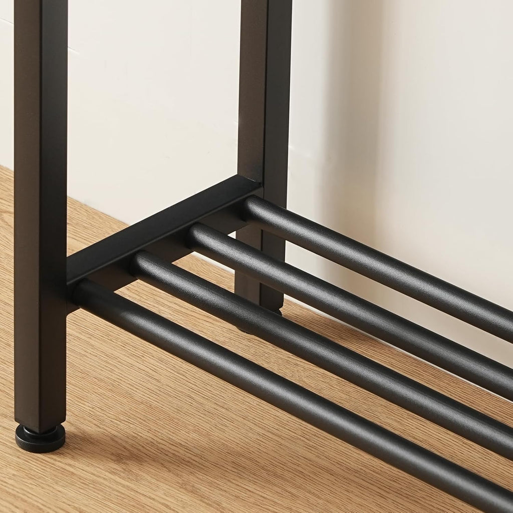 YATINEY Narrow Console Table, 2-Tier Small Sofa Table, 29.5" Thin Entryway Behind Couch Table with Shelves, Industrial Hallway Table, for Living Room, Foyer, Black CT03BB