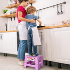 ACSTEP 9 Inch Foldable Step Stool for Kids, 300 lb, Light Purple | Lightweight Plastic Small Foldable Step Stool with Handle, Non-Slip, for Kitchen, Bathroom, Bedroom and Closet