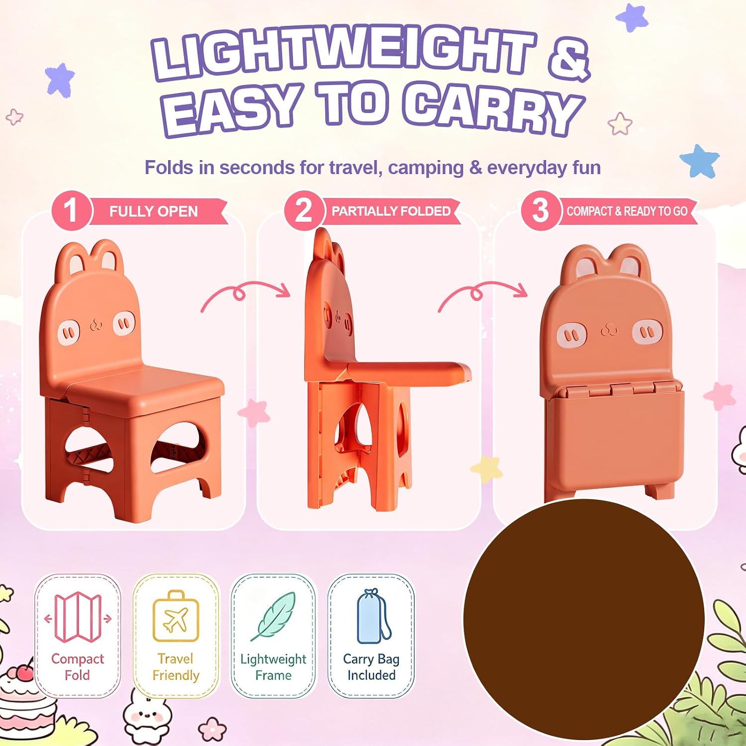 Red Kids Folding Chair Easy to Store, Suitable for Ages 3+ | This foldable chair helps correct poor sitting posture. Stylish, sturdy and easy to store. Applicable to any occasion.