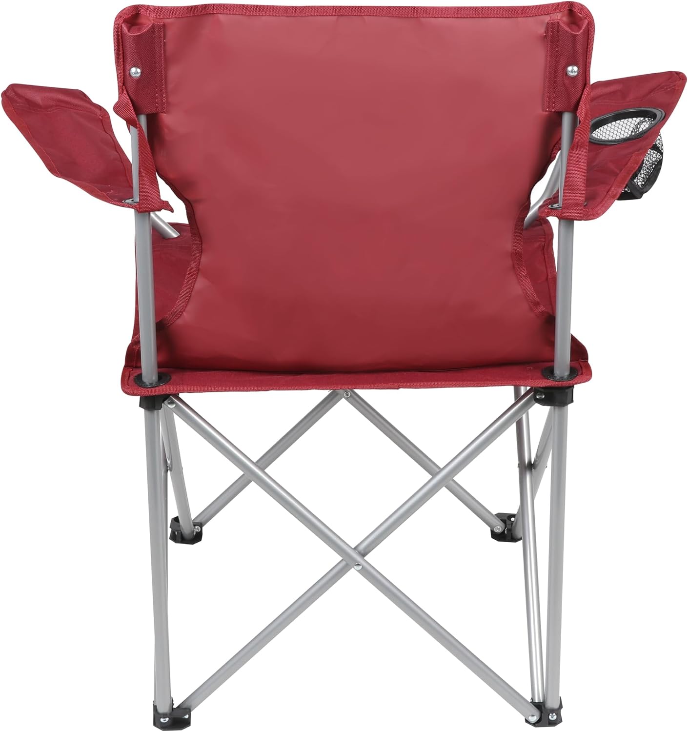 Basic Quad Folding Camp Chair with Cup Holder, Red, Adult
