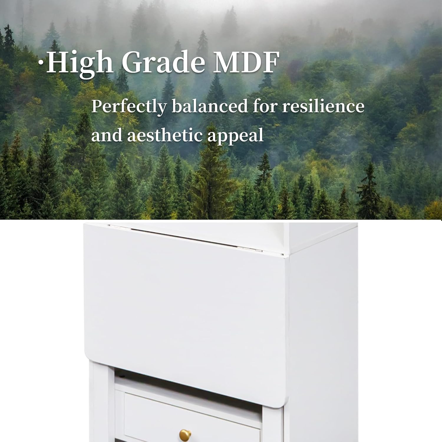 JOYSOURCE 71'' Bedside Table Tall Freestanding Bookshelf with Convertible Desk Hutch Cabinet with Reeded Glass Doors Drawer Nightstand End Table for Living Room White